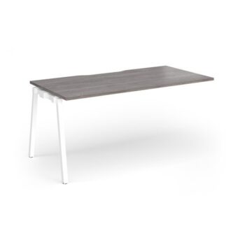 Connex Angled 1600 x 800 x 725mm Single Add On Bay - White Frame / Grey Oak Top - ACO168-AB-WH-GO