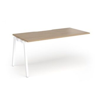 Connex Angled 1600 x 800 x 725mm Single Add On Bay - White Frame / Kendal Oak Top - ACO168-AB-WH-KO