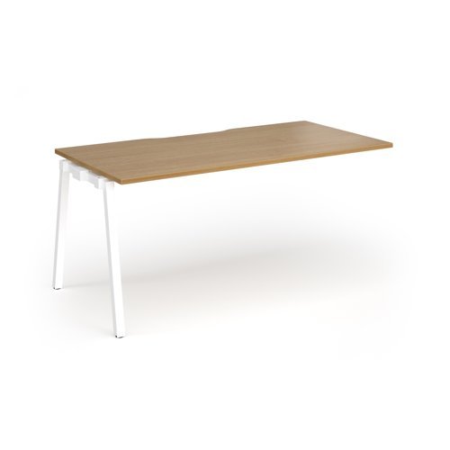 Connex Angled 1600 x 800 x 725mm Single Add On Bay - White Frame / Oak Top - ACO168-AB-WH-O