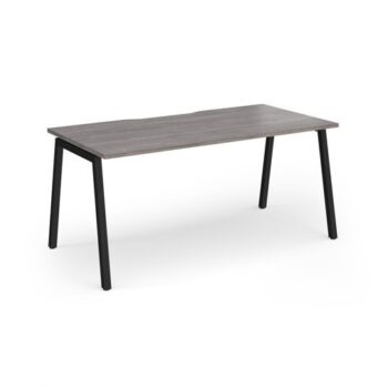 Connex Angled 1600 x 800 x 725mm Single Desk - Black Frame / Grey Oak Top - ACO168-K-GO
