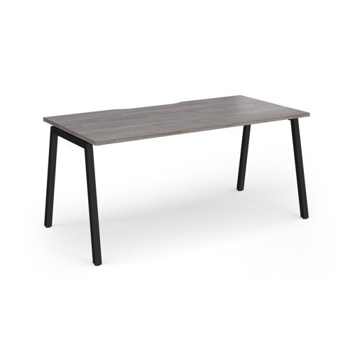 Connex Angled 1600 x 800 x 725mm Single Desk - Black Frame / Grey Oak Top - ACO168-K-GO