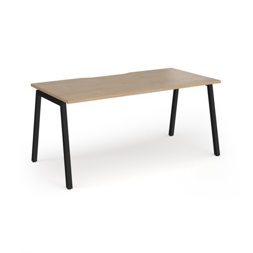 Connex Angled 1600 x 800 x 725mm Single Desk - Black Frame / Kendal Oak Top - ACO168-K-KO