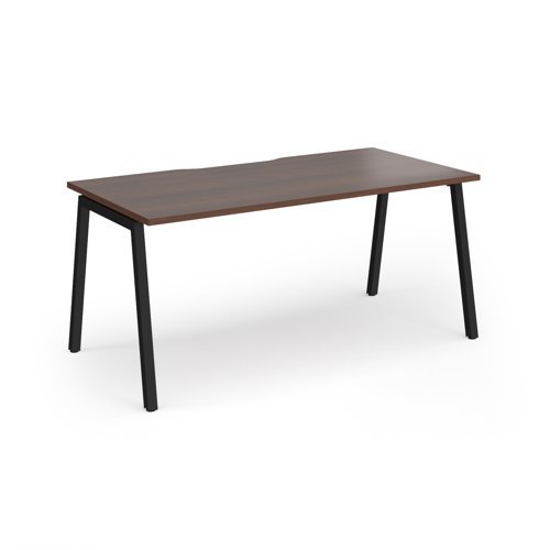 Connex Angled 1600 x 800 x 725mm Single Desk - Black Frame / Walnut Top - ACO168-K-W