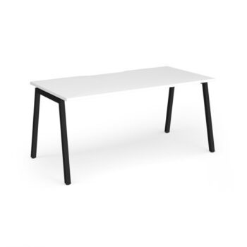 Connex Angled 1600 x 800 x 725mm Single Desk - Black Frame / White Top - ACO168-K-WH