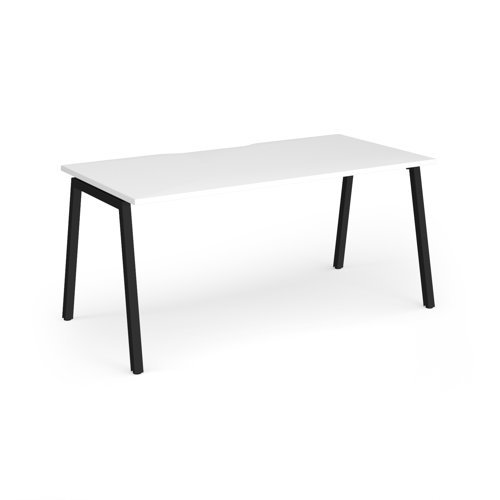 Connex Angled 1600 x 800 x 725mm Single Desk - Black Frame / White Top - ACO168-K-WH