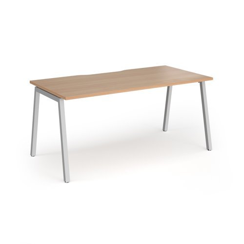 Connex Angled 1600 x 800 x 725mm Single Desk - Silver Frame / Beech Top - ACO168-S-B