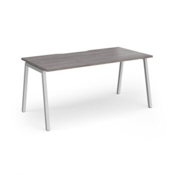 Connex Angled 1600 x 800 x 725mm Single Desk - Silver Frame / Grey Oak Top - ACO168-S-GO