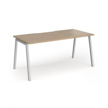Connex Angled 1600 x 800 x 725mm Single Desk - Silver Frame / Kendal Oak Top - ACO168-S-KO