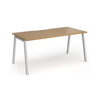 Connex Angled 1600 x 800 x 725mm Single Desk - Silver Frame / Oak Top - ACO168-S-O