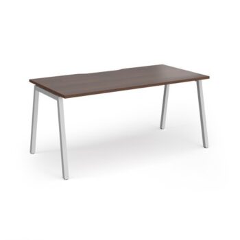 Connex Angled 1600 x 800 x 725mm Single Desk - Silver Frame / Walnut Top - ACO168-S-W