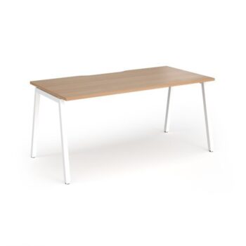 Connex Angled 1600 x 800 x 725mm Single Desk - White Frame / Beech Top - ACO168-WH-B