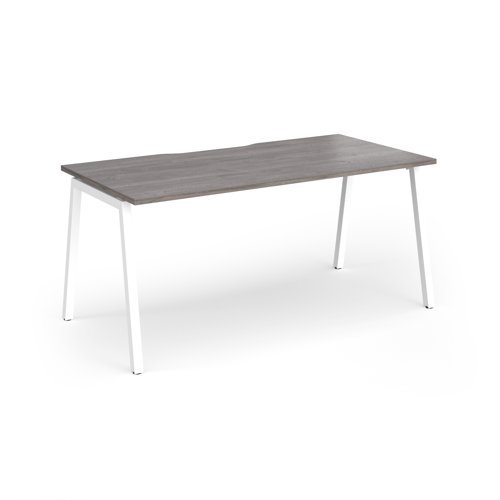 Connex Angled 1600 x 800 x 725mm Single Desk - White Frame / Grey Oak Top - ACO168-WH-GO