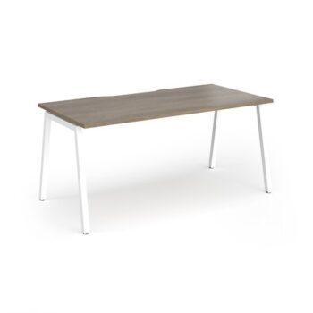 Connex Angled 1600 x 800 x 725mm Single Desk - White Frame / Nebraska Oak Top - ACO168-WH-NO