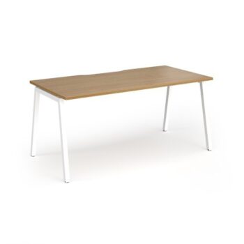 Connex Angled 1600 x 800 x 725mm Single Desk - White Frame / Oak Top - ACO168-WH-O