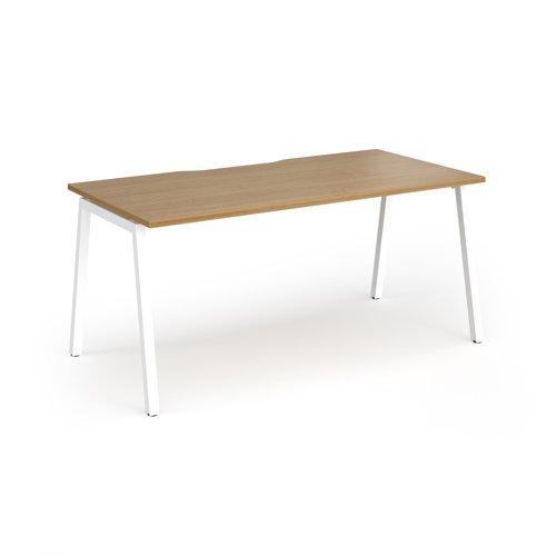 Connex Angled 1600 x 800 x 725mm Single Desk - White Frame / Oak Top - ACO168-WH-O