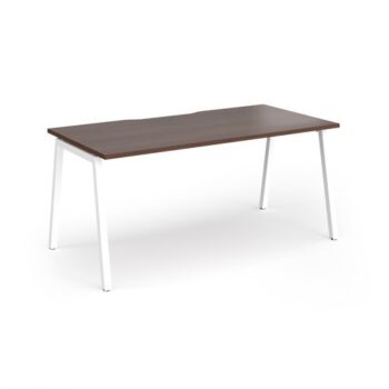 Connex Angled 1600 x 800 x 725mm Single Desk - White Frame / Walnut Top - ACO168-WH-W
