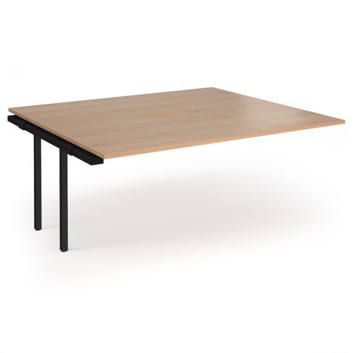 Connex Angled 1800 x 1600 x 725mm Back to Back Add On Bay - Black Frame / Beech Top - ACO1816-AB-K-B