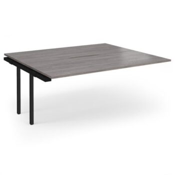 Connex Angled 1800 x 1600 x 725mm Back to Back Add On Bay - Black Frame / Grey Oak Top - ACO1816-AB-K-GO