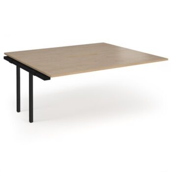 Connex Angled 1800 x 1600 x 725mm Back to Back Add On Bay - Black Frame / Kendal Oak Top - ACO1816-AB-K-KO