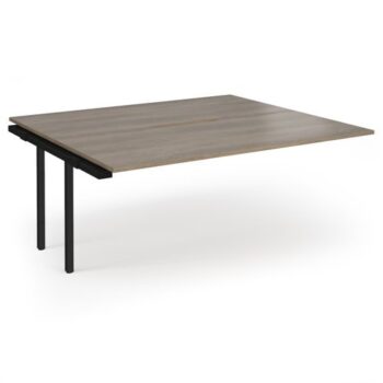 Connex Angled 1800 x 1600 x 725mm Back to Back Add On Bay - Black Frame / Nebraska Oak Top - ACO1816-AB-K-NO