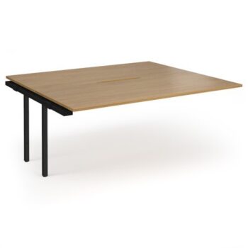 Connex Angled 1800 x 1600 x 725mm Back to Back Add On Bay - Black Frame / Oak Top - ACO1816-AB-K-O