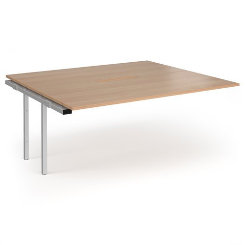 Connex Angled 1800 x 1600 x 725mm Back to Back Add On Bay - Silver Frame / Beech Top - ACO1816-AB-S-B