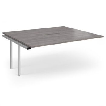 Connex Angled 1800 x 1600 x 725mm Back to Back Add On Bay - Silver Frame / Grey Oak Top - ACO1816-AB-S-GO