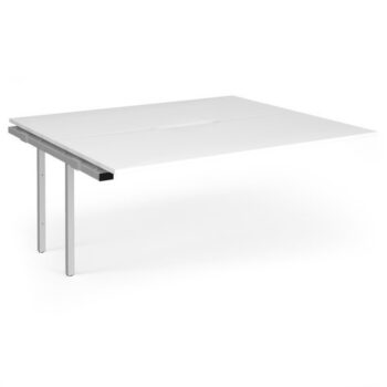 Connex Angled 1800 x 1600 x 725mm Back to Back Add On Bay - Silver Frame / White Top - ACO1816-AB-S-WH
