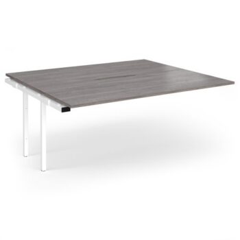 Connex Angled 1800 x 1600 x 725mm Back to Back Add On Bay - White Frame / Grey Oak Top - ACO1816-AB-WH-GO