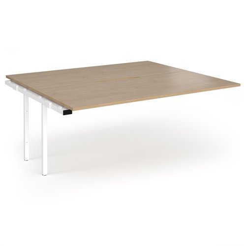 Connex Angled 1800 x 1600 x 725mm Back to Back Add On Bay - White Frame / Kendal Oak Top - ACO1816-AB-WH-KO
