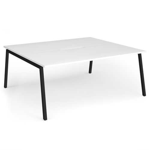 Connex Angled 1800 x 1600 x 725mm Back to Back Desk ( 2 x 1800mm ) - Black Frame / White Top - ACO1816-K-WH