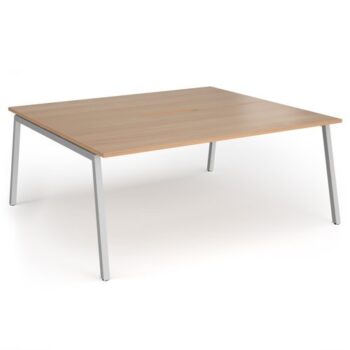 Connex Angled 1800 x 1600 x 725mm Back to Back Desk ( 2 x 1800mm ) - Silver Frame / Beech Top - ACO1816-S-B