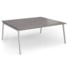 Connex Angled 1800 x 1600 x 725mm Back to Back Desk ( 2 x 1800mm ) - Silver Frame / Grey Oak Top - ACO1816-S-GO