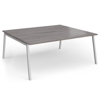 Connex Angled 1800 x 1600 x 725mm Back to Back Desk ( 2 x 1800mm ) - Silver Frame / Grey Oak Top - ACO1816-S-GO