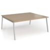 Connex Angled 1800 x 1600 x 725mm Back to Back Desk ( 2 x 1800mm ) - Silver Frame / Kendal Oak Top - ACO1816-S-KO