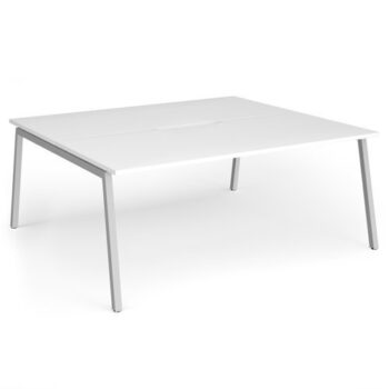 Connex Angled 1800 x 1600 x 725mm Back to Back Desk ( 2 x 1800mm ) - Silver Frame / White Top - ACO1816-S-WH