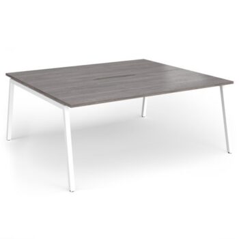 Connex Angled 1800 x 1600 x 725mm Back to Back Desk ( 2 x 1800mm ) - White Frame / Grey Oak Top - ACO1816-WH-GO