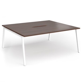 Connex Angled 1800 x 1600 x 725mm Back to Back Desk ( 2 x 1800mm ) - White Frame / Walnut Top - ACO1816-WH-W