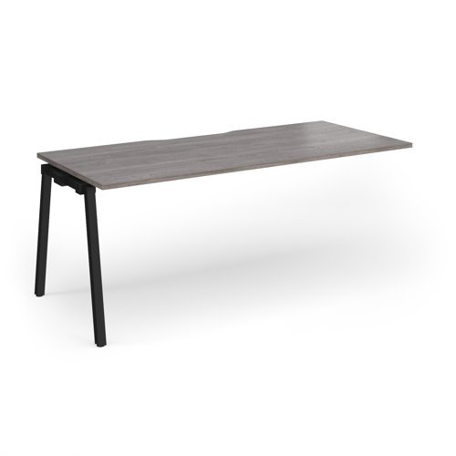 Connex Angled 1800 x 800 x 725mm Single Add On Bay - Black Frame / Grey Oak Top - ACO188-AB-K-GO
