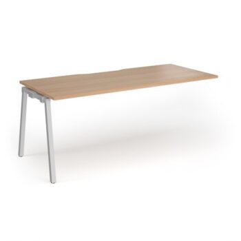 Connex Angled 1800 x 800 x 725mm Single Add On Bay - Silver Frame / Beech Top - ACO188-AB-S-B