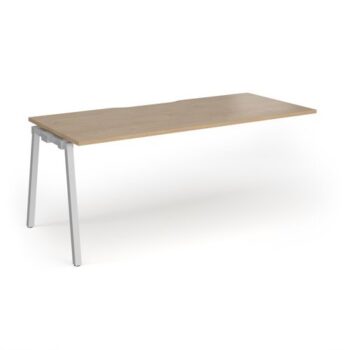 Connex Angled 1800 x 800 x 725mm Single Add On Bay - Silver Frame / Kendal Oak Top - ACO188-AB-S-KO