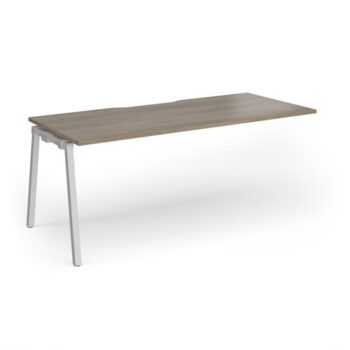 Connex Angled 1800 x 800 x 725mm Single Add On Bay - Silver Frame / Nebraska Oak Top - ACO188-AB-S-NO