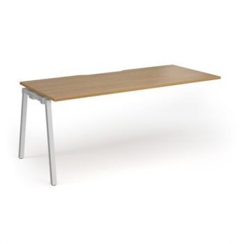 Connex Angled 1800 x 800 x 725mm Single Add On Bay - Silver Frame / Oak Top - ACO188-AB-S-O