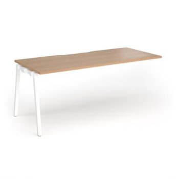 Connex Angled 1800 x 800 x 725mm Single Add On Bay - White Frame / Beech Top - ACO188-AB-WH-B