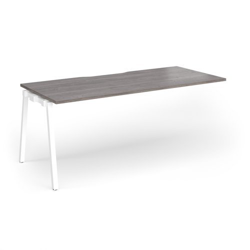 Connex Angled 1800 x 800 x 725mm Single Add On Bay - White Frame / Grey Oak Top - ACO188-AB-WH-GO