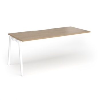 Connex Angled 1800 x 800 x 725mm Single Add On Bay - White Frame / Kendal Oak Top - ACO188-AB-WH-KO