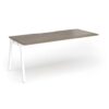 Connex Angled 1800 x 800 x 725mm Single Add On Bay - White Frame / Nebraska Oak Top - ACO188-AB-WH-NO
