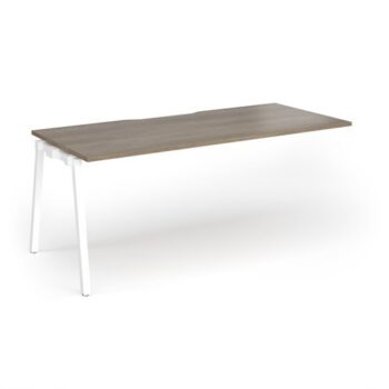 Connex Angled 1800 x 800 x 725mm Single Add On Bay - White Frame / Nebraska Oak Top - ACO188-AB-WH-NO