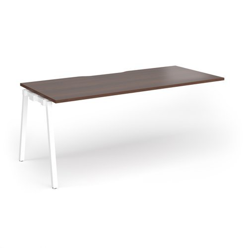 Connex Angled 1800 x 800 x 725mm Single Add On Bay - White Frame / Walnut Top - ACO188-AB-WH-W