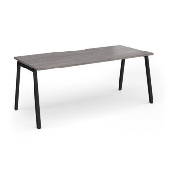 Connex Angled 1800 x 800 x 725mm Single Desk - Black Frame / Grey Oak Top - ACO188-K-GO